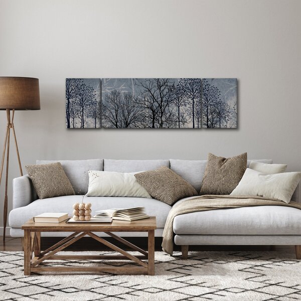 Obraz - Siluety stromů s listy (170x50 cm)