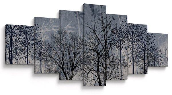Obraz - Siluety stromů s listy (210x100 cm)