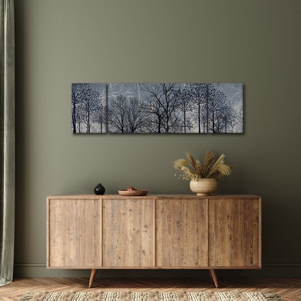 Obraz - Siluety stromů s listy (170x50 cm)