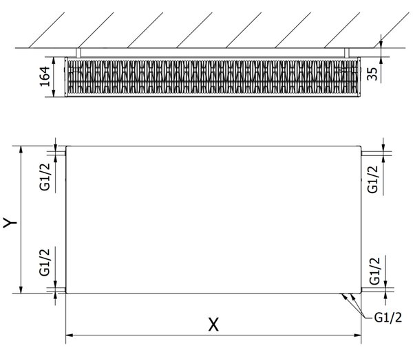 Mexen Flat CVF33 deskový radiátor 300 x 800 mm, spodní připojení, 992 W, bílý - W633F-030-080-00