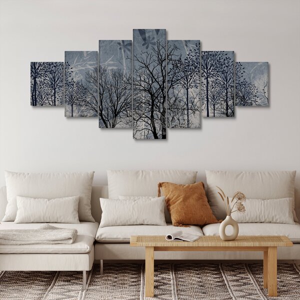Obraz - Siluety stromů s listy (210x100 cm)