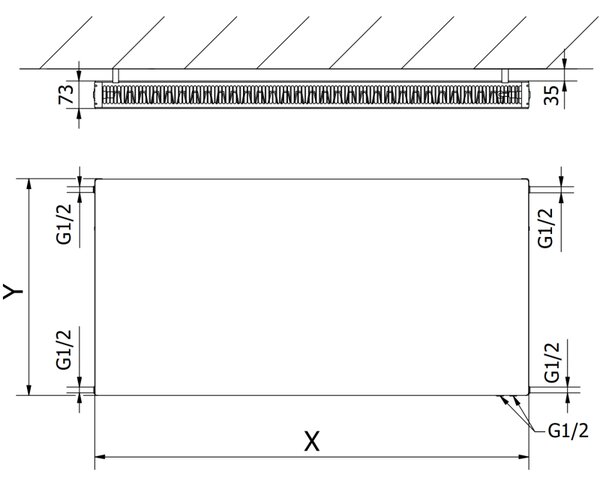 Mexen, Mexen Flat CVF21 panelový radiátor 900 x 1300 mm, spodní připojení, 2066 W, černý - W621F-090-130-70
