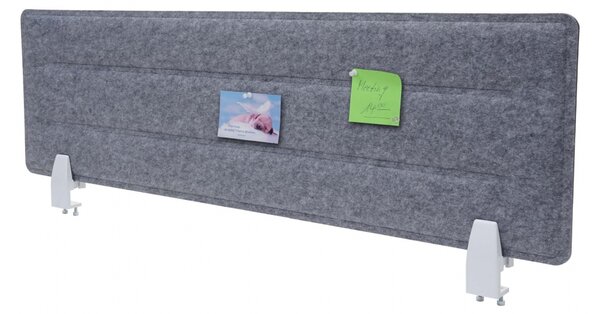 Akustický panel na stůl HWC-G76 - tkanina/textil s reliéfem - 100x30cm - šedá