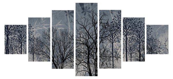 Obraz - Siluety stromů s listy (210x100 cm)