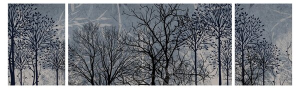Obraz - Siluety stromů s listy (170x50 cm)