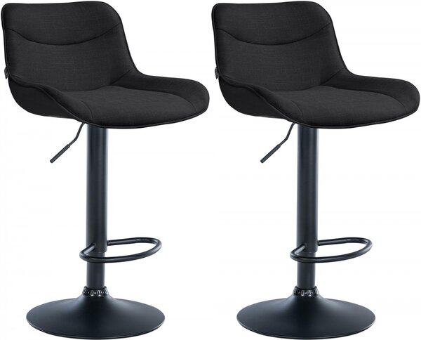 2x Barová židle Vonore - látka, černá - Černá