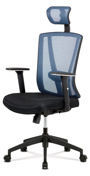 Autronic Kancelářská židle, černá MESH+modrá síťovina, plastový kříž, synchronní mechanis