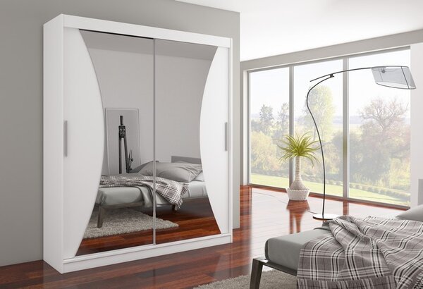 ADRK Šatní zrcadlová skříň posuvná CHARLOTTE W 180, bílá