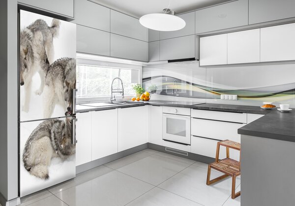 Foto tapeta na ledničku Šedí vlci FridgeStick-70x190-f-124362326