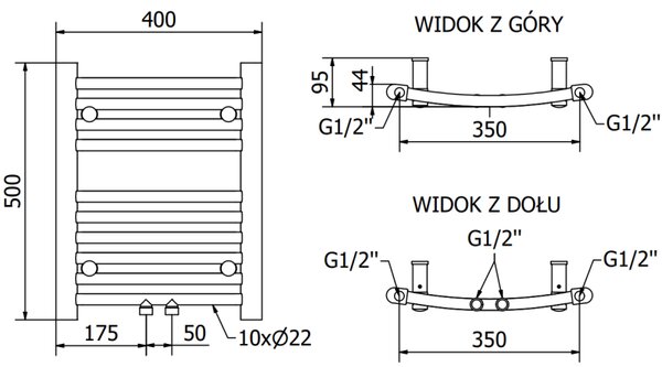 Mexen Ares, topné těleso 500x400 mm, 179 W, černá, W102-0500-400-00-70
