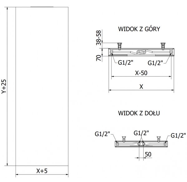 Mexen Flat VS20S deskový radiátor 1600 x 400 mm, spodní středové připojení, 794 W, bílý - W6VS20S-160-040-00
