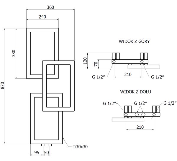 Mexen Grid, dekorativní koupelnový radiátor 870 x 360 mm, 209 W, grafitová, W215-0870-360-00-66