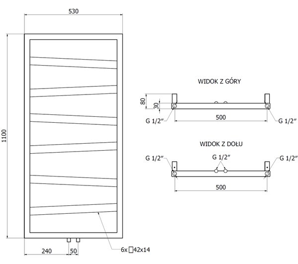 Mexen, Mexen Zoom dekorativní koupelnový radiátor 1100 x 530 mm, 376 W, antracit - W130-1100-530-00-66