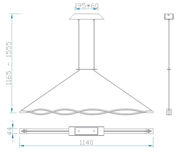Mantra 4860 Sáhara, závěsné LED svítidlo, 36W LED 3000K, kombinace stříbrné a chromu, délka 114cm