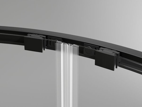 Mexen Exo sprchový kout půlkruhový asymetrický posuvný 90 x 80 cm, transparentní, černý - 8132-090-080-70-00