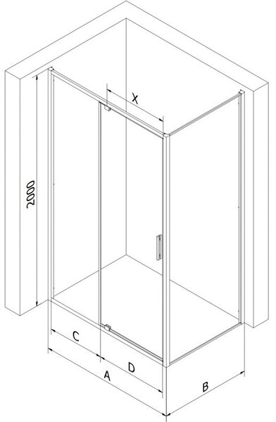 Mexen Exo sprchový kout otočný 105 x 70 cm, transparentní, černý - 819-105-070-70-00