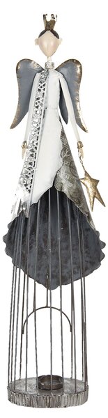 Dekorační kovový vintage anděl na svíčku - 19*14*74 cm