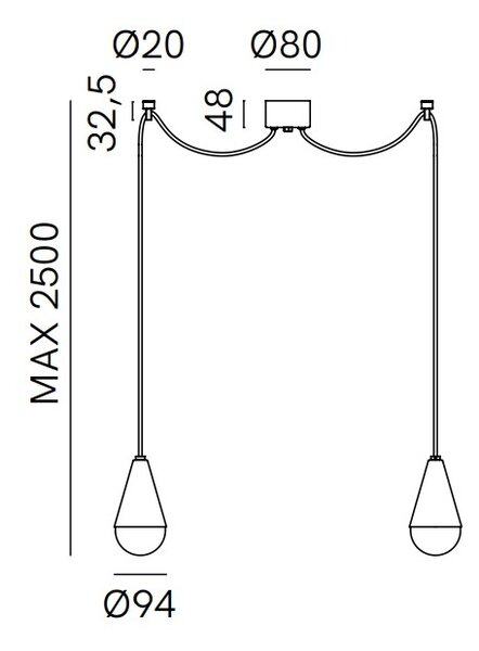 Il Fanale 289.10.FFT Dew, závěsné svítidlo v antické úpravě železo/čiré sklo 2xG9 max 5W, prům. 9,4cm