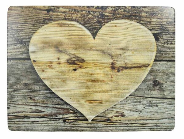 4ks pevné korkové prostírání dřevěné srdce Wooden heart - 30*40*0,4cm