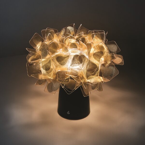 SLAMP CLIT000GNM000BDBLBEU Clizia Mama non Mama Gold Table, stolní lampička s černým podstavcem na baterii, 1,3W LED 2700K, výška 25cm