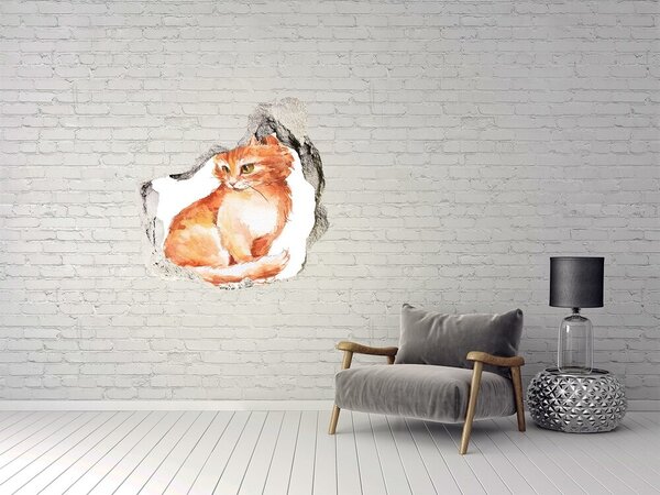 Díra 3D fototapeta nálepka Červená kočka nd-p-120895228