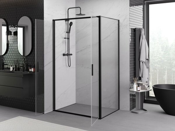 Mexen Exo sprchový kout s otevíracími dveřmi 100 x 80 cm, transparentní, černý - 814-100-080-70-00