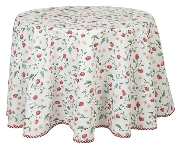 Kulatý bavlněný ubrus s motivem lesních jahod Wild Strawberries – Ø 170 cm - Clayre & Eef