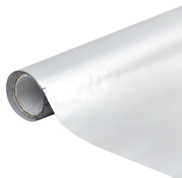 Samolepící tapeta na nábytek stříbrná vysoký lesk 500x90 cm PVC 326148