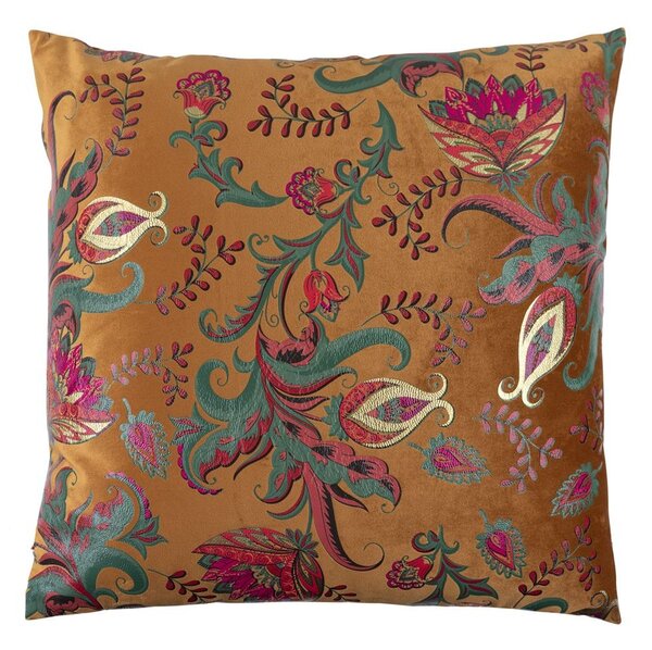 Oranžový čtvercový polštář s květy Paisley - 45*45*15cm - Mars & More