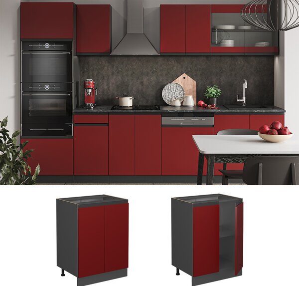 Spodní skříňka kuchyňské linky Vicco R-Line Červená 60 cm , PD Antracit, Model 45452