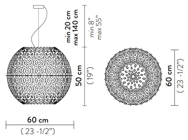 Slamp Charlotte Globe, bílé designové závěsné svítidlo, 4xE27, průměr 60cm