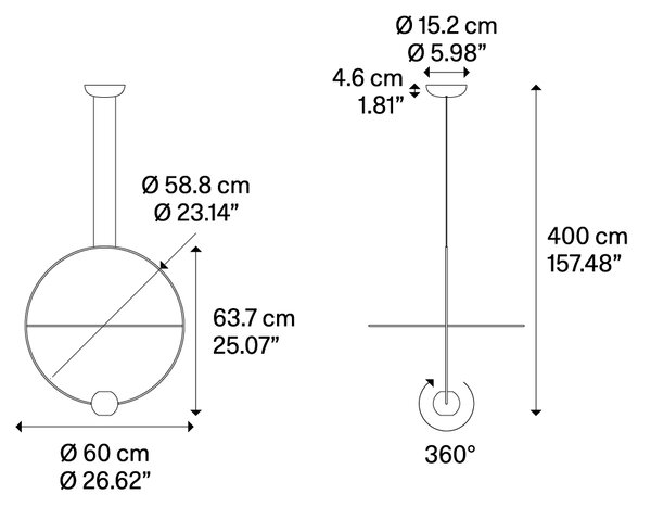 Lodes 20621 2227 Elara medium, závěsné svítidlo LED 27W 2700K, černá, průměr 60cm
