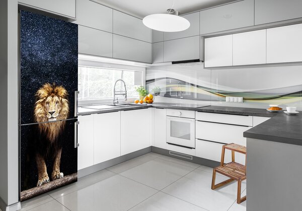 Foto nálepka na ledničku Lev na pozadí hvězd FridgeStick-70x190-f-125106847