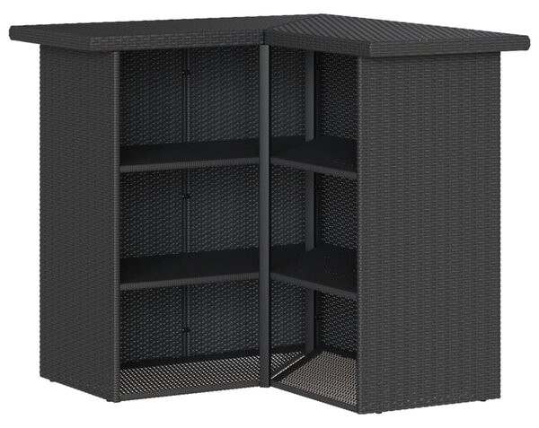 3dílný zahradní barový set s poduškami černý polyratan 3261502