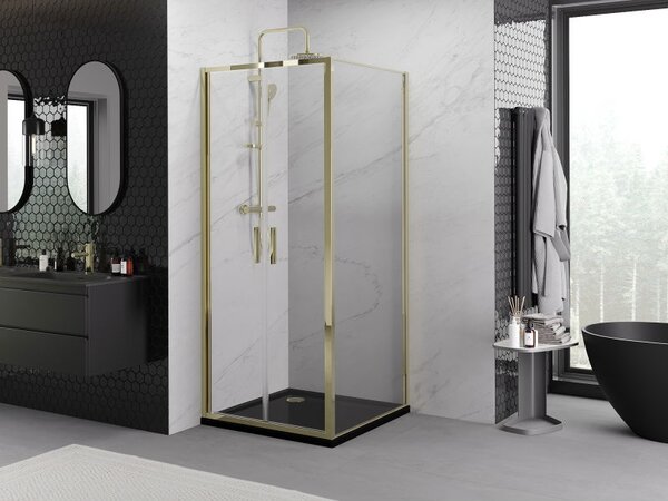 Mexen Exo sprchový kout výklopný 90 x 90 cm, transparentní, zlatý - 814-090-090-50-00