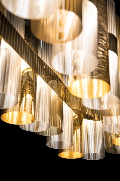 SLAMP LALS3XLGLD01T00NMTEU La Lollo Gold suspension linear 140, designové závěsné svítidlo, 110W LED 2700K stmívatelné, délka 142cm