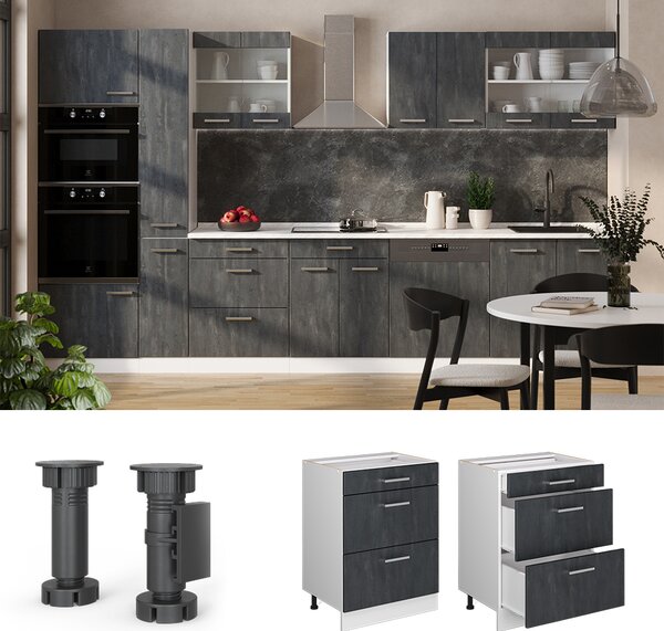 Spodní skříňka kuchyňské linky Vicco R-Line Černý beton 60 cm bez pracovní desky, Model 47572