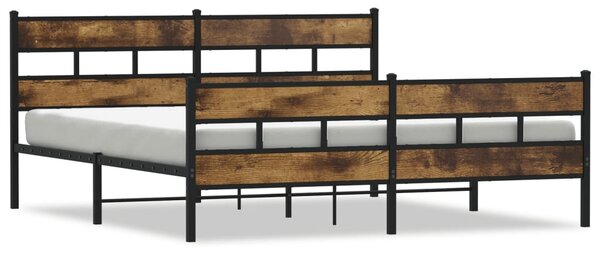 Kovový rám postele bez matrace kouřový dub 183 x 213 cm 3308467