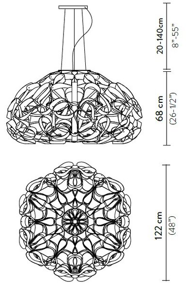SLAMP QUASXL0GLD01T00000EU Quantica 120, rozměrné designové svítidlo, 8x12W E27, prům. 120cm