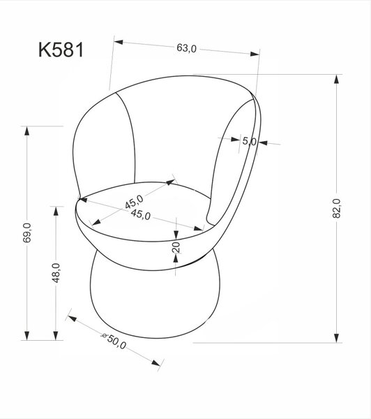 Halmar Otočné jídelní křeslo K581 šedá