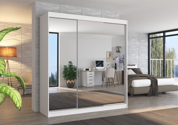 ADRK Šatní zrcadlová skříň posuvná AUSTIN W 200, bílá