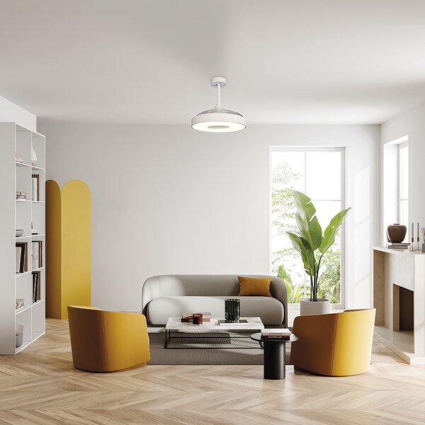 Mantra 8216 Coin, rozvinovací ventilátor se svítidlem a dálk. ovladačem, LED 60W 2700-5000K, bílá, průměr 50/106cm