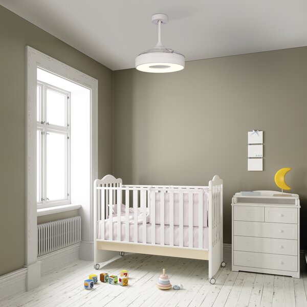 Mantra 8219 Coin Mini, rozvinovací ventilátor se svítidlem a dálk. ovladačem, LED 45W 2700-5000K, bílá, průměr 43/90cm