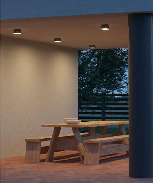 Redo 90109 Akron, venkovní ​​antracitové stropní svítidlo LED 9W 3000K, 10,8x10,8 cm, IP54
