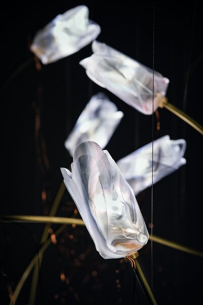 SLAMP TULSL00PRS03CLDLNCEU Tulip 14 linear, závěsné designové svítidlo, 14x3,2W LED 3000K stmívatelné, délka 110cm