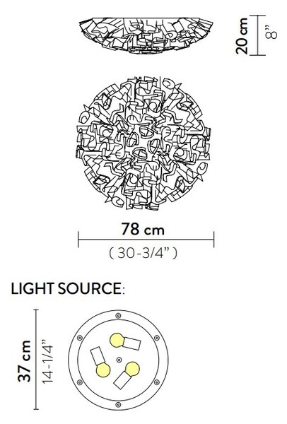 SLAMP VELCL00WHG00000000EU Veli Aurea Large, bílo-zlaté stropní svítidlo, 3x12W E27, prům. 78cm
