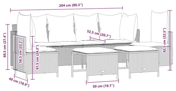 5dílná zahradní sedací souprava s poduškami béžová polyratan 3261548