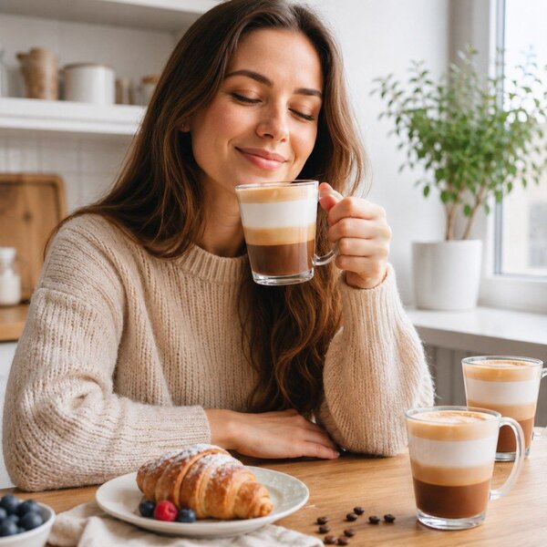 Sklenice na latte s uchem 300 ml 6ks SPRINGOS HA7497 čiré