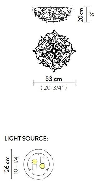 SLAMP VELCM00WHG00000000EU Veli Aurea Medium, bílo-zlaté stropní svítidlo, 2x12W E27, prům. 53cm