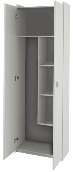 Kombinovaná skříň, DTD laminovaná, bílá, NATALI TYP 6, 64 x 32 x 190 cm, dřevotříska barva: Bíla